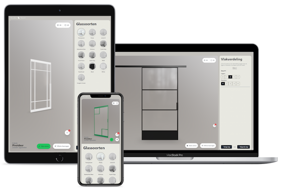 Mockup van de 3D configurator voor het ontwerpen van binnendeuren